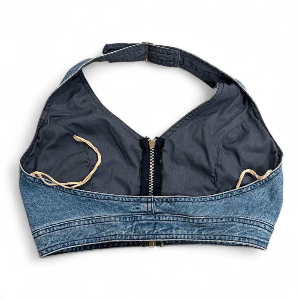 Deadstock Vintage Stevenson Aero Brand Overall Co denim halter crop top bralette - Picture 2 of 3